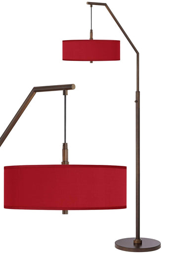 Inspired Arco Style 71 1/2" Tall Red Shade Bronze Downbridge Arc Floor Lamp