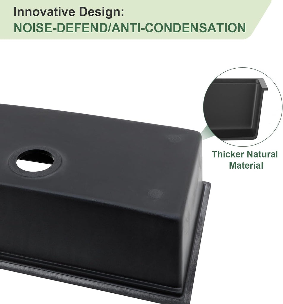Black Granite Composite Undermount Kitchen Sink Workstation - 30 Inch Matte Black Quartz Undermount Single Bowl