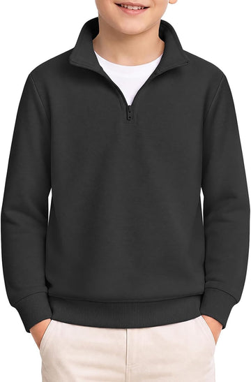 Boys Quarter Zip Sweatshirt Athletic Long Sleeve Pullover Tops