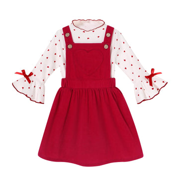 Toddler Baby Girl Fall Overall Dress Three-Quarter Flare Sleeve Shirt Corduroy Skirt Jumper 2Pcs Autumn Outfit Sets