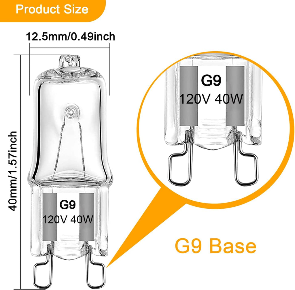 G9 Halogen Light Bulb 40W for Whirlpool Microwave Oven, Whirlpool Over The Stove Range Microwave, Replace W10709921