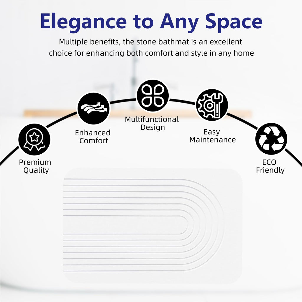 Fast Drying Stone Bath Mats, Diatomaceous Earth Bath Mat, White
