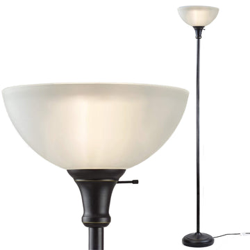 Bronze Floor Lamp, 72'' Torchiere with Glass Shade, Modern Floor Lamp s, Office