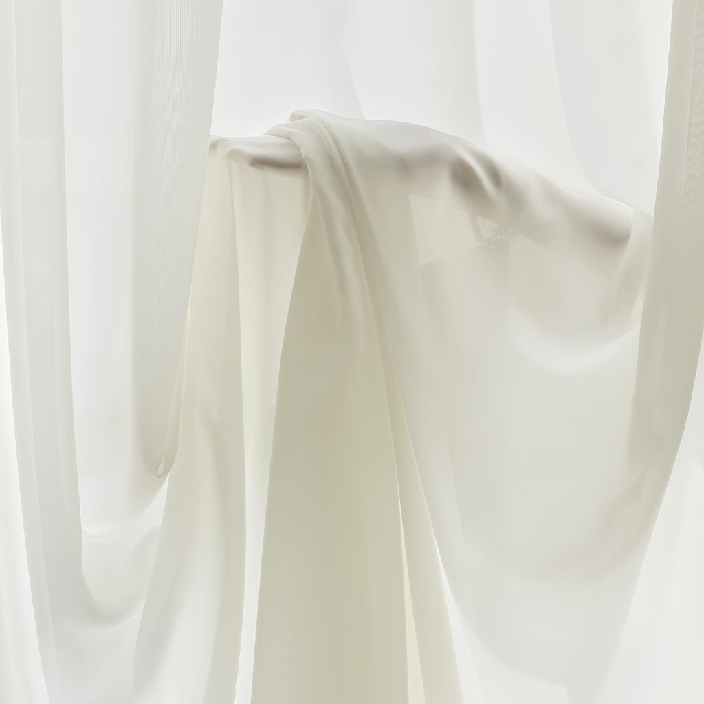 Cream Sheer Curtains, 108 Inch, Rod Pocket, 2 Panels