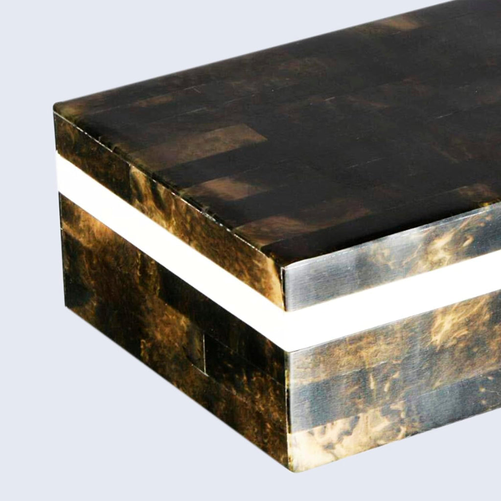 Large Decorative Storage Box with Lid- 10x4x2.5" Coffee Table Organizer, Keepsake-Decorative Boxes Decor, Stylish