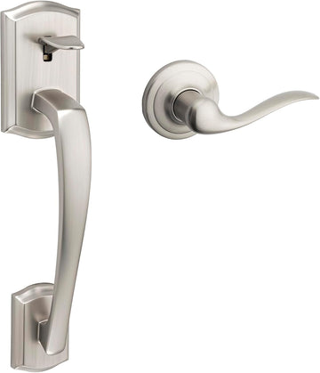 Prescott Front Door Handle No Lock, Entry Handleset Exterior with Interior Reversible Handed Lever, Non-Locking - Door Handleset