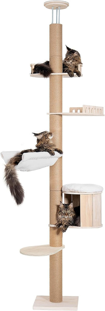 10.2ft Floor to Ceiling Cat Tree for Large Cats, Tall Cat Tower