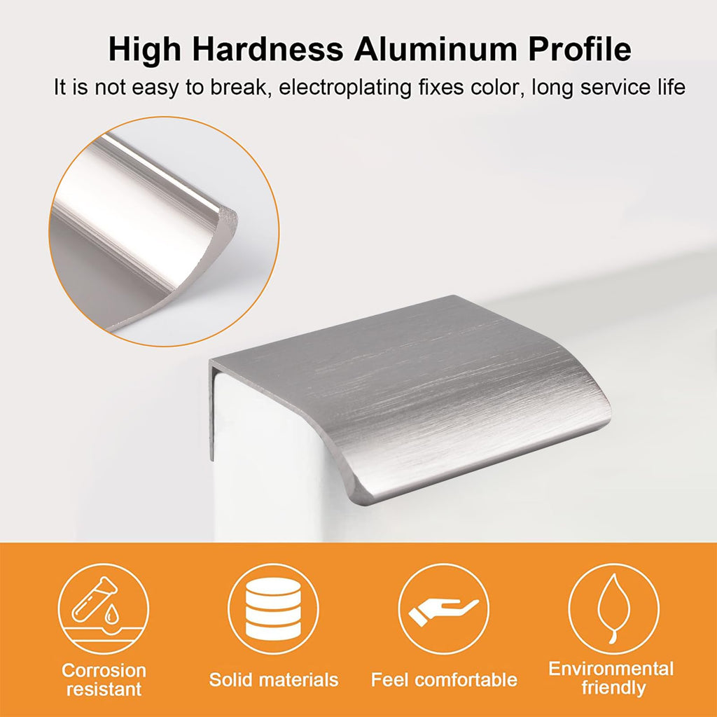 Finger Edge Pull, 8pcs Concealed Handle Modern Style Drawer Handles, Aluminum Alloy Invisible Handle Wardrobe Pulls
