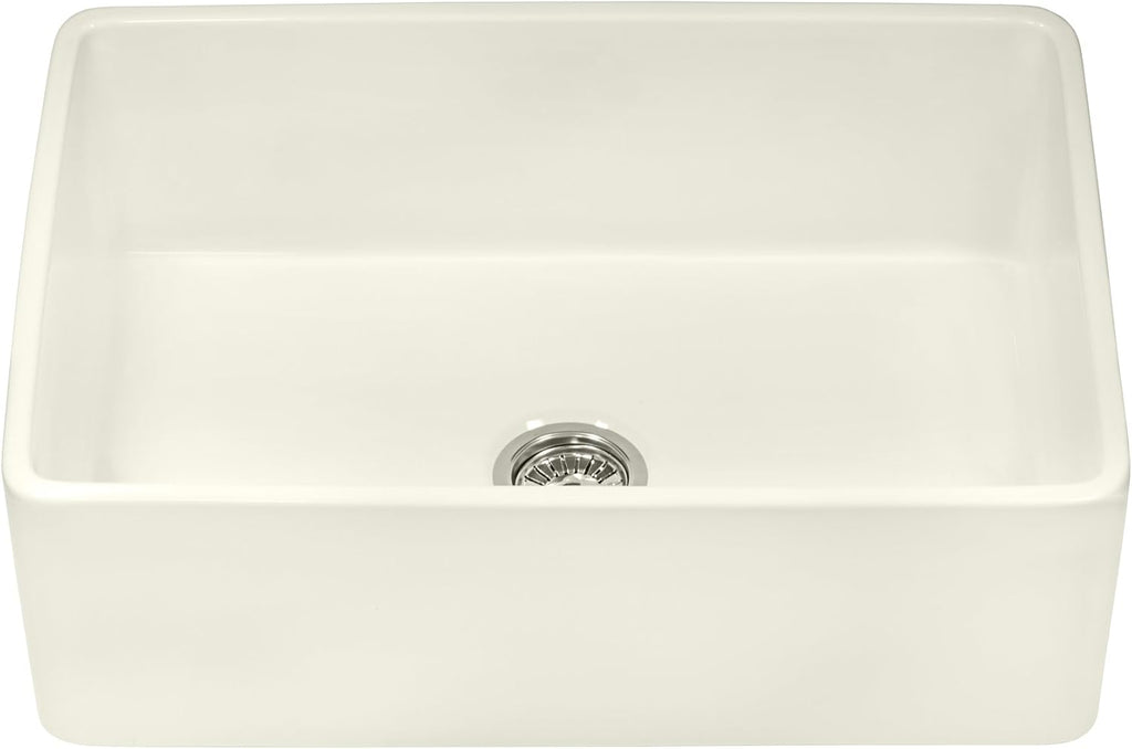 33 x 20 inch Fireclay Reversible Farmhouse Apron-Front Kitchen Sink Single Bowl - Biscuit - RVL2300BS