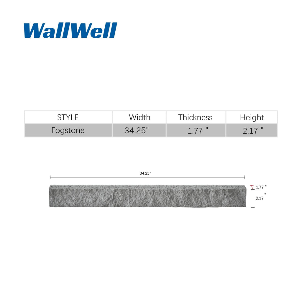 2-Pack Faux Stone Universal Ledger Trim, 34 in, Fog Stone