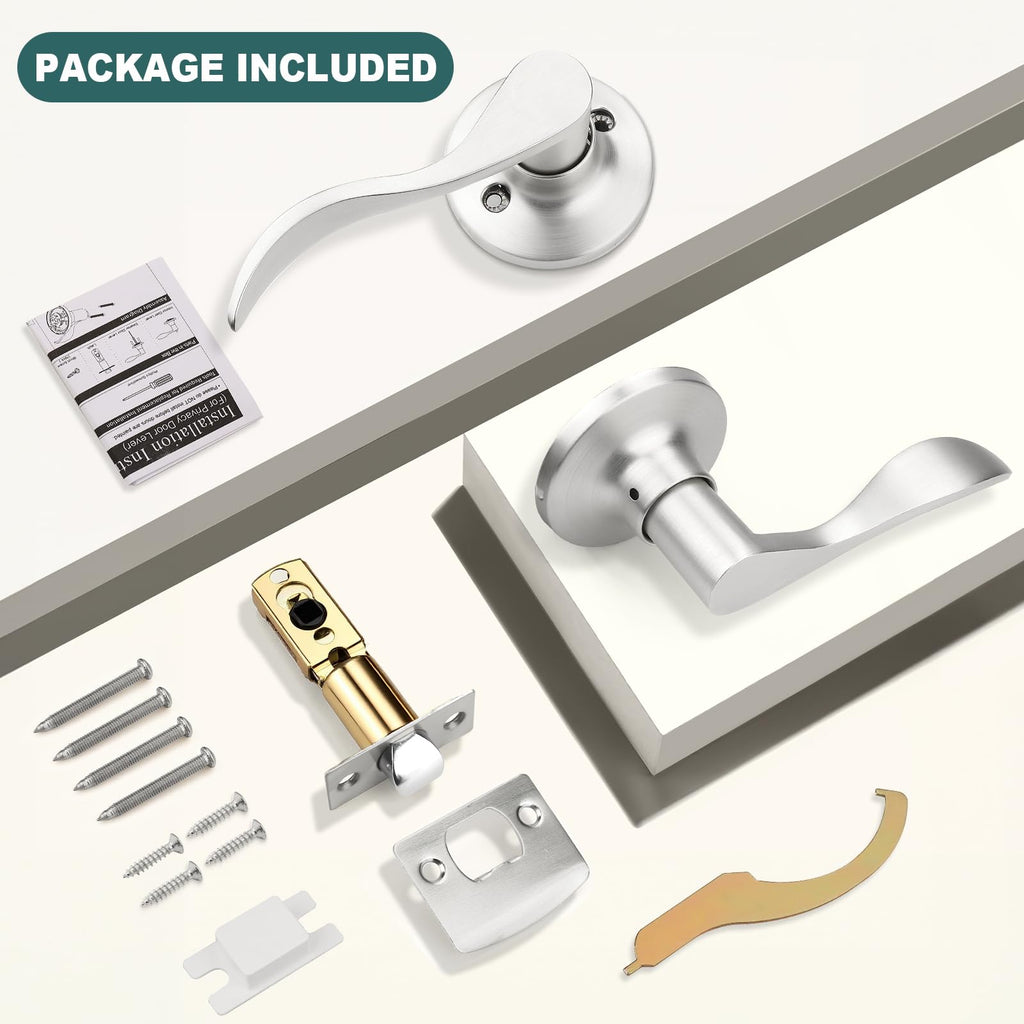 10 Pack Satin Nickel Passage Lever Handle Interior Door Levers Hallway Closet Door Handles Wave Door Lock Keyless