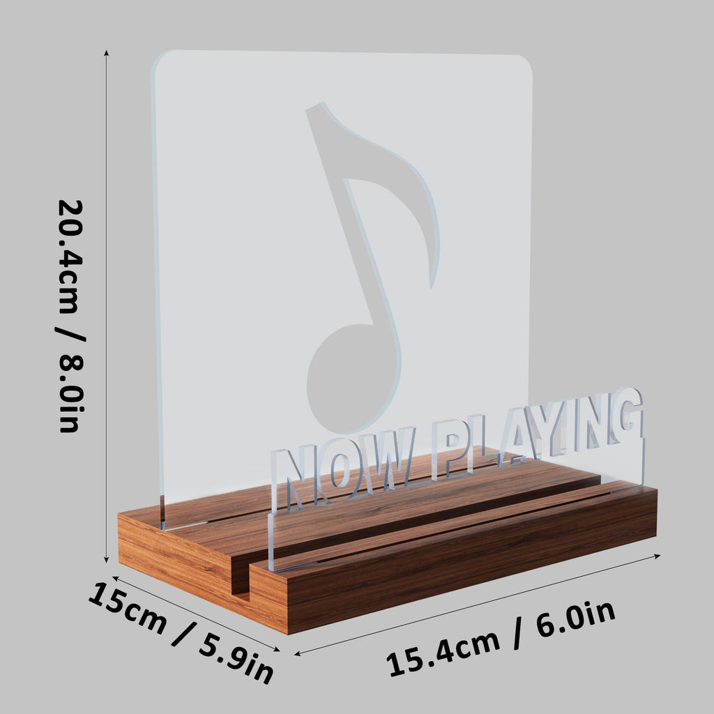 Now Playing Vinyl Record Stand, Light up Record Holder, Wooden Acrylic Display with Warm White Lights for Albums