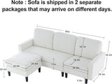 Convertible Sectional Sofa, Modern Linen Fabric L-Shaped Couch with Reversible Chaise for Living