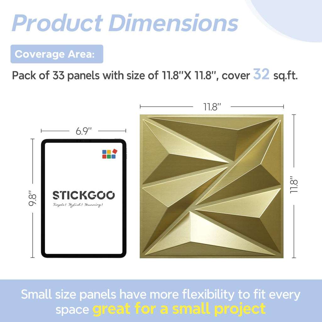 3D Wall Panels Diamond, Champaign Gold, 12''x12'', 33 Pack