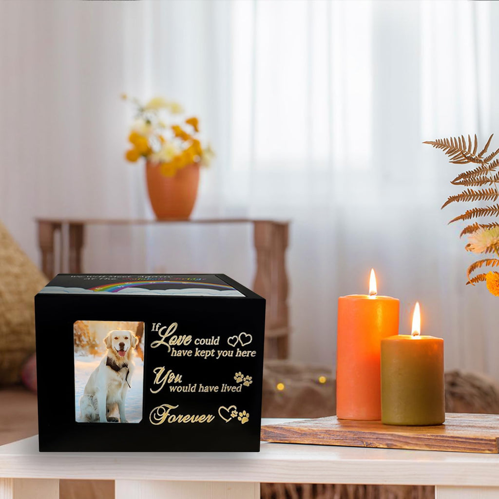 Solid Wood Pet Urns for Dog or Cat Ashes, Rainbow Bridge Memorial