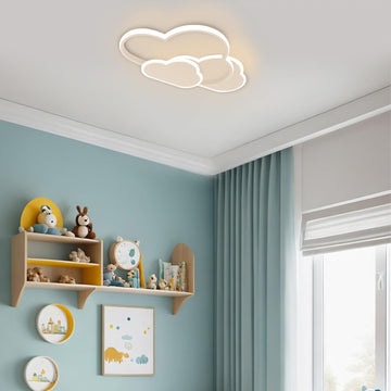 Cloud-Shaped LED Ceiling Light, 20W Flush Mount Fixture, White Acrylic Shade, Color Switch 3000-6000K, 52cm Wide