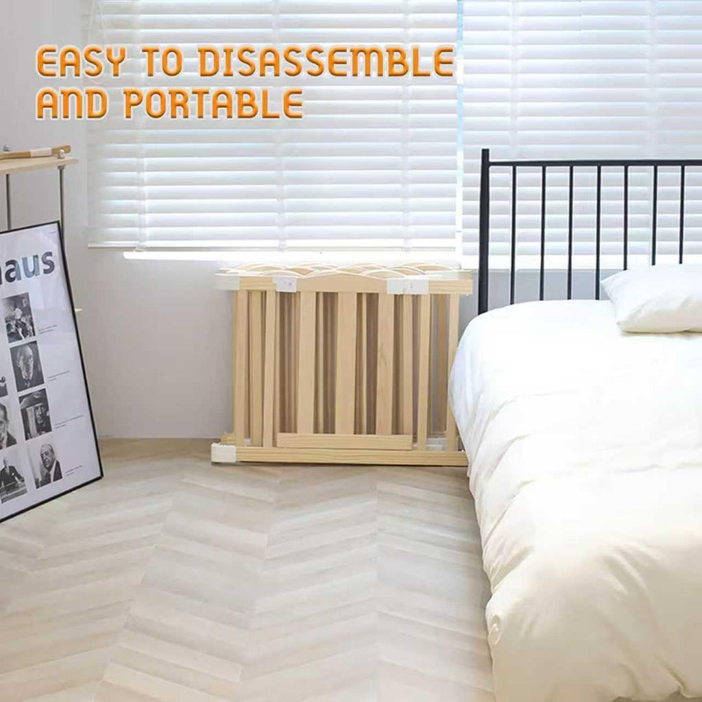 Wooden Baby Playpen 98x65x24In Adjustable Play Yard with Lock Gate | Easy to Assemble, Large Portable Play Pen for