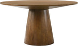 Terra 59" Round Transitional Dining Table, Engineered Wood, Smooth Finish, Mid-Century Modern Pedestal Base, 1" Thick