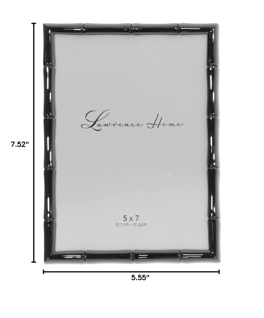5x7 Black Polished Metal Picture Frame with Bamboo Design