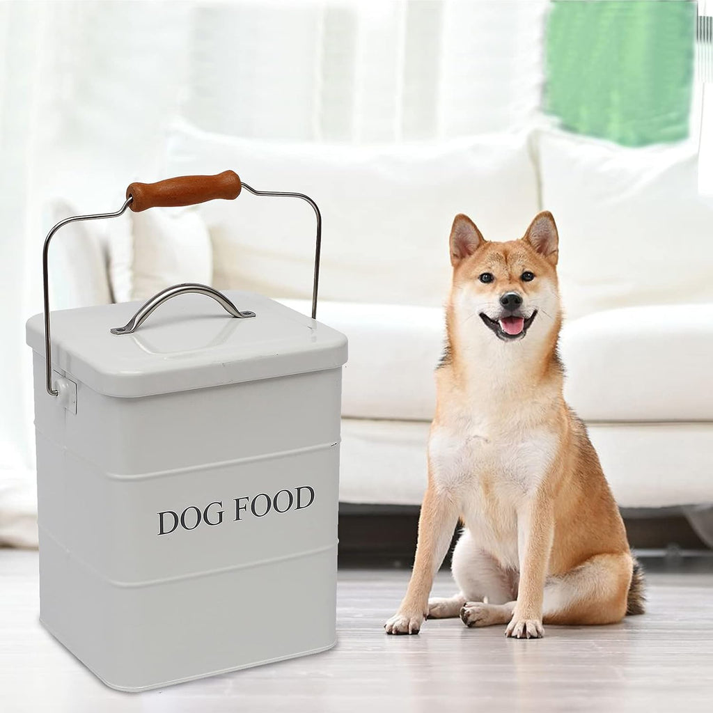 Dog Food Treat Storage Container with lid scoop included - Perfect Farmhouse Dog Food Bin Countertop, Shelf