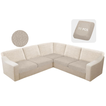 Waterproof Sectional Couch Cushion Covers Stretch Corner Sofa Cushion Covers Jacquard L Shaped Slipcover Washable 5