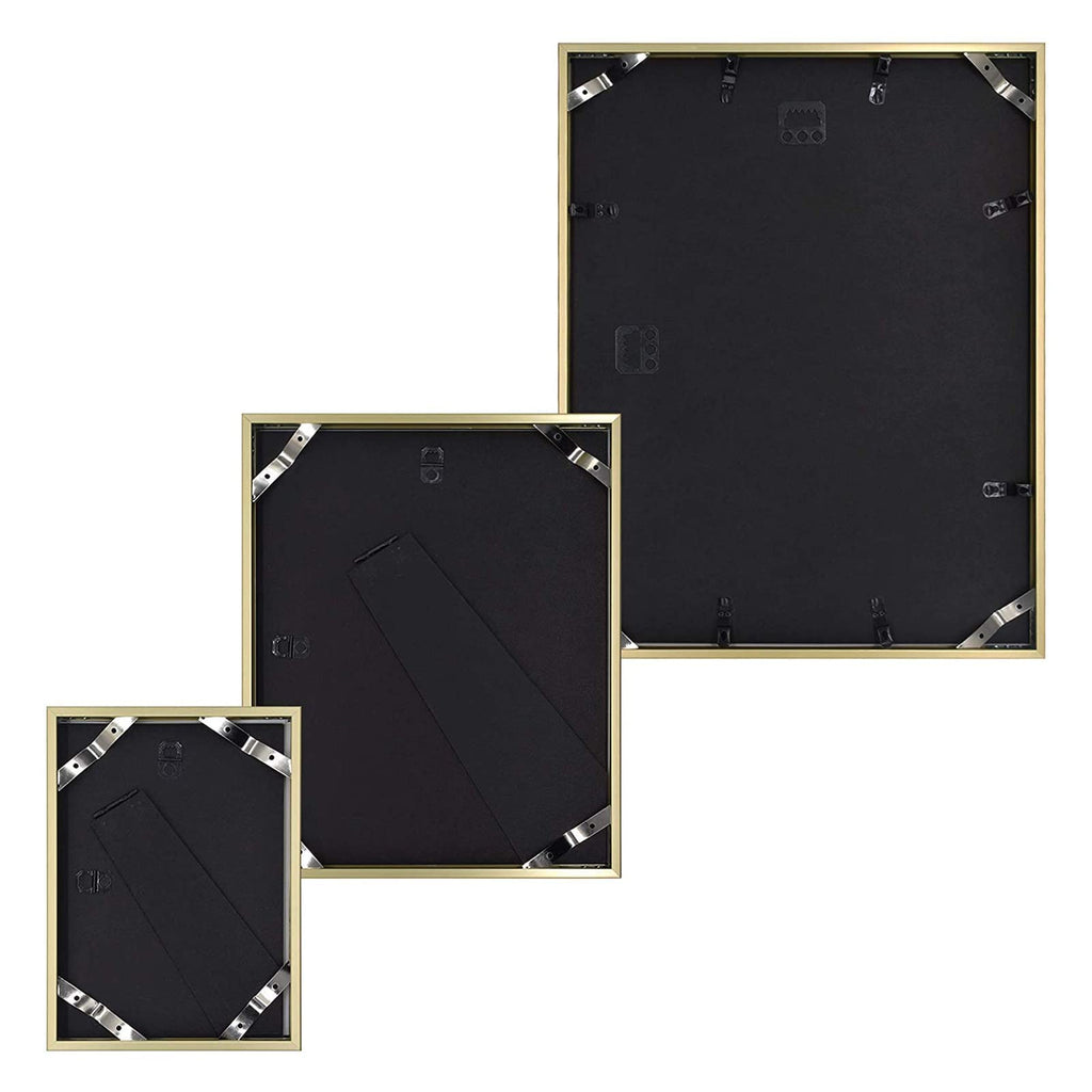 7 Pack Gold Aluminum Frame with White Mat, Real Glass