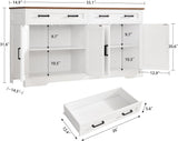 Buffet Cabinet with Storage and Drawers, 55" Large Sideboard Buffet Cabinet with Adjustable Shelves and Doors
