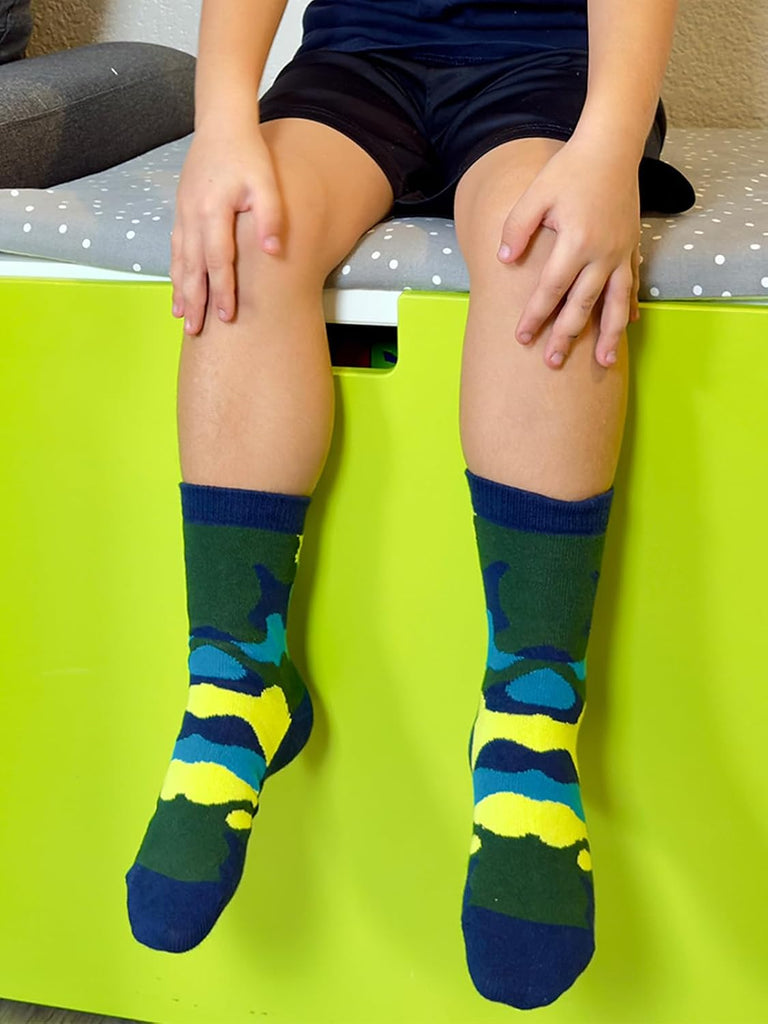 Kids Boys Crew Dress Socks Bright Colorful Pattern Design