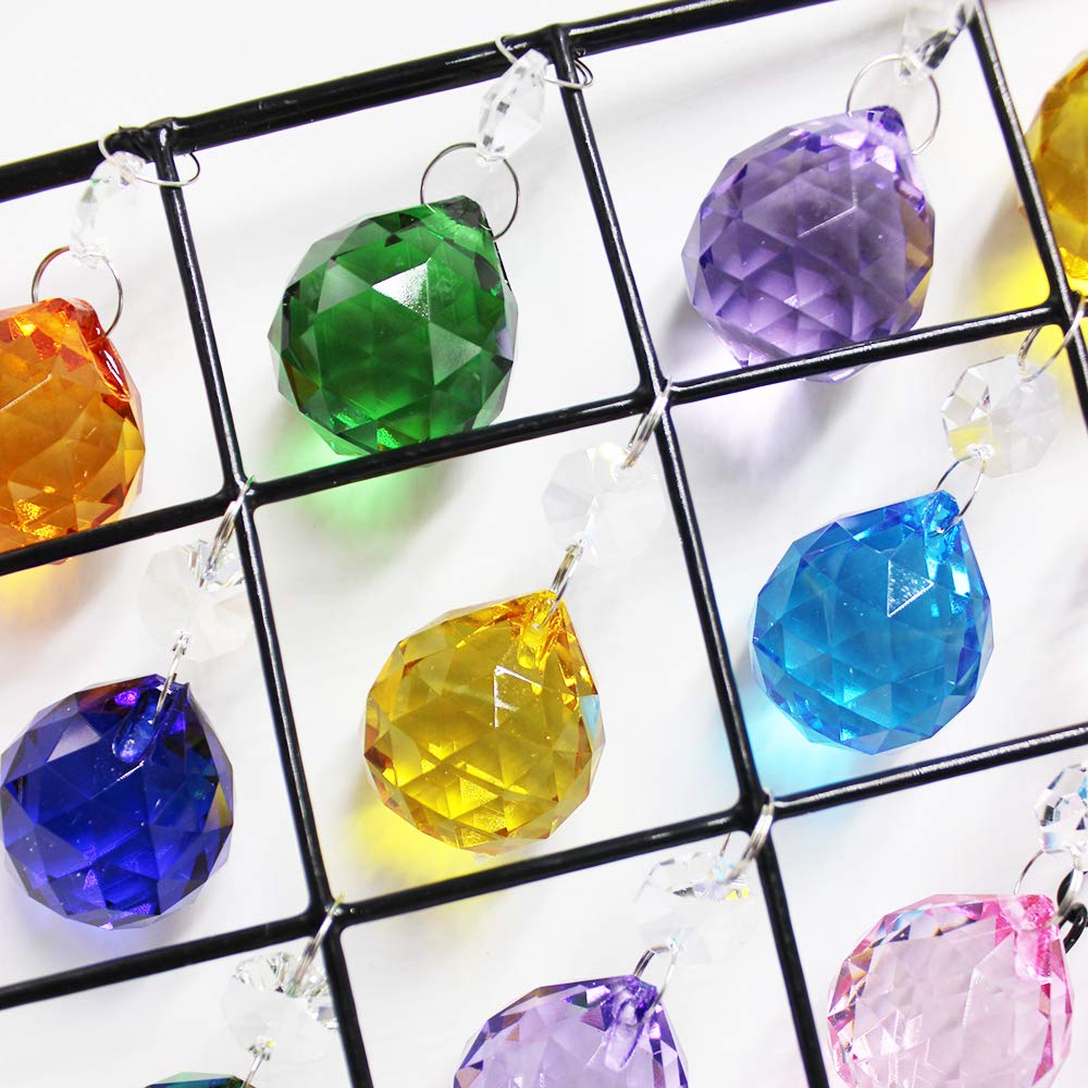 Colorful Crystal Ornaments - Metal Crystal Garden Pendant Rainbow Crystal Ornament Crystal Ball Prism for Window