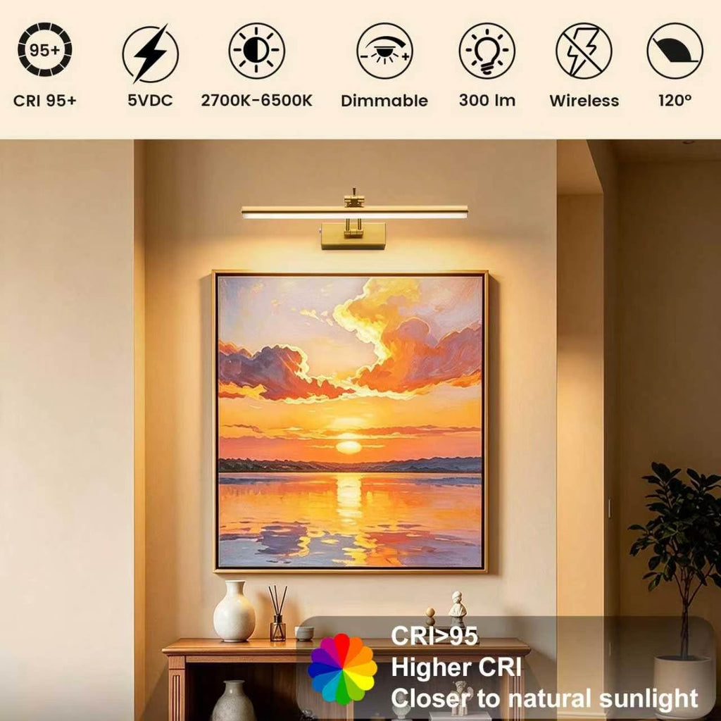 2 Pack Picture Light Battery Operated for Wall, 16" Wireless Art Lighting for Painting, 6 Colors Picture Frame Lights