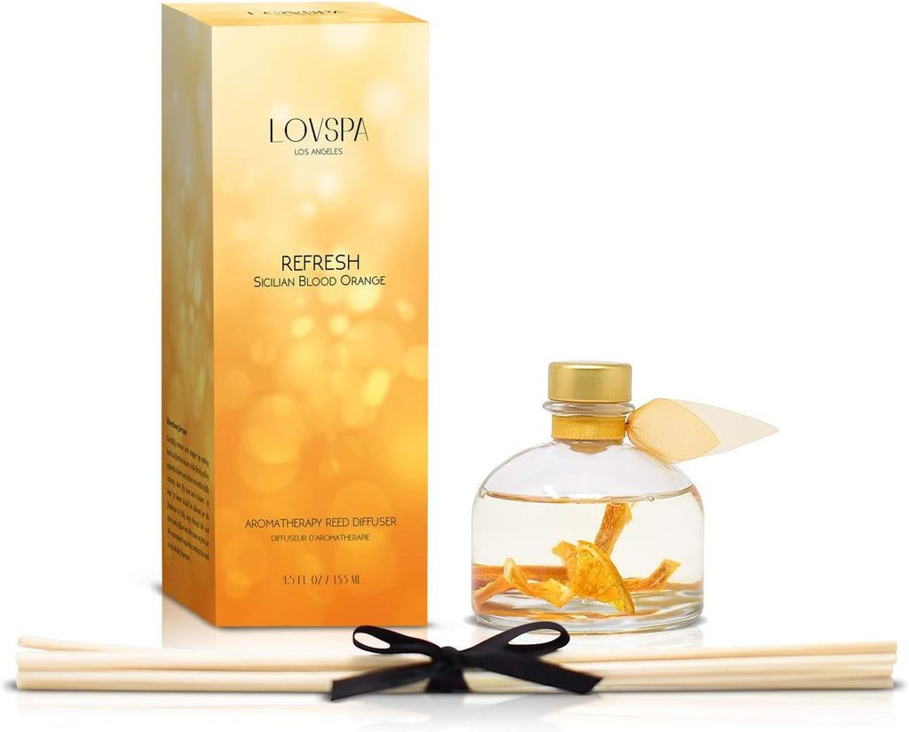 Reed Diffuser Set, Refresh Sicilian Blood Orange Scented Oil Diffuser with Sticks, Home Fragrance Accessories Shelf - Set of 45
