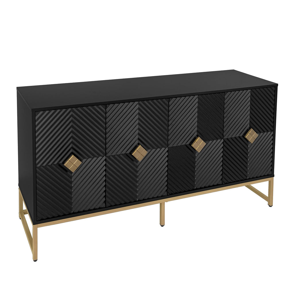 Sideboard Buffet Cabinet with Storage - Accent Storage Cabinet with Doors, Wood 4 Doors Cabinet with Metal Legs, 60"