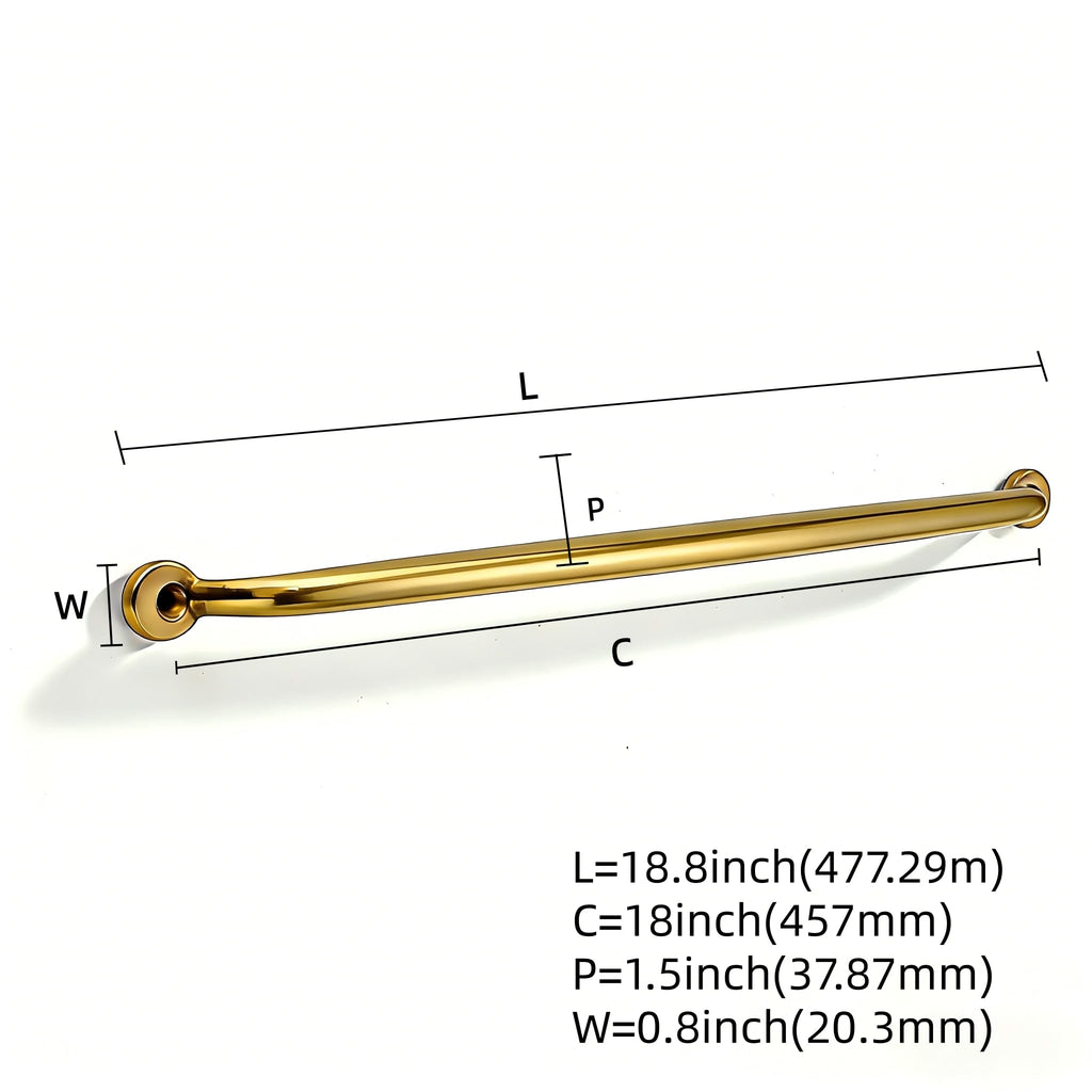 Luxury 1 Pack 100% Solid Brass Cabinet Pulls, 18" Center-to-Hole Pulls in Unlacquered Brass Finish for Drawers & Doors