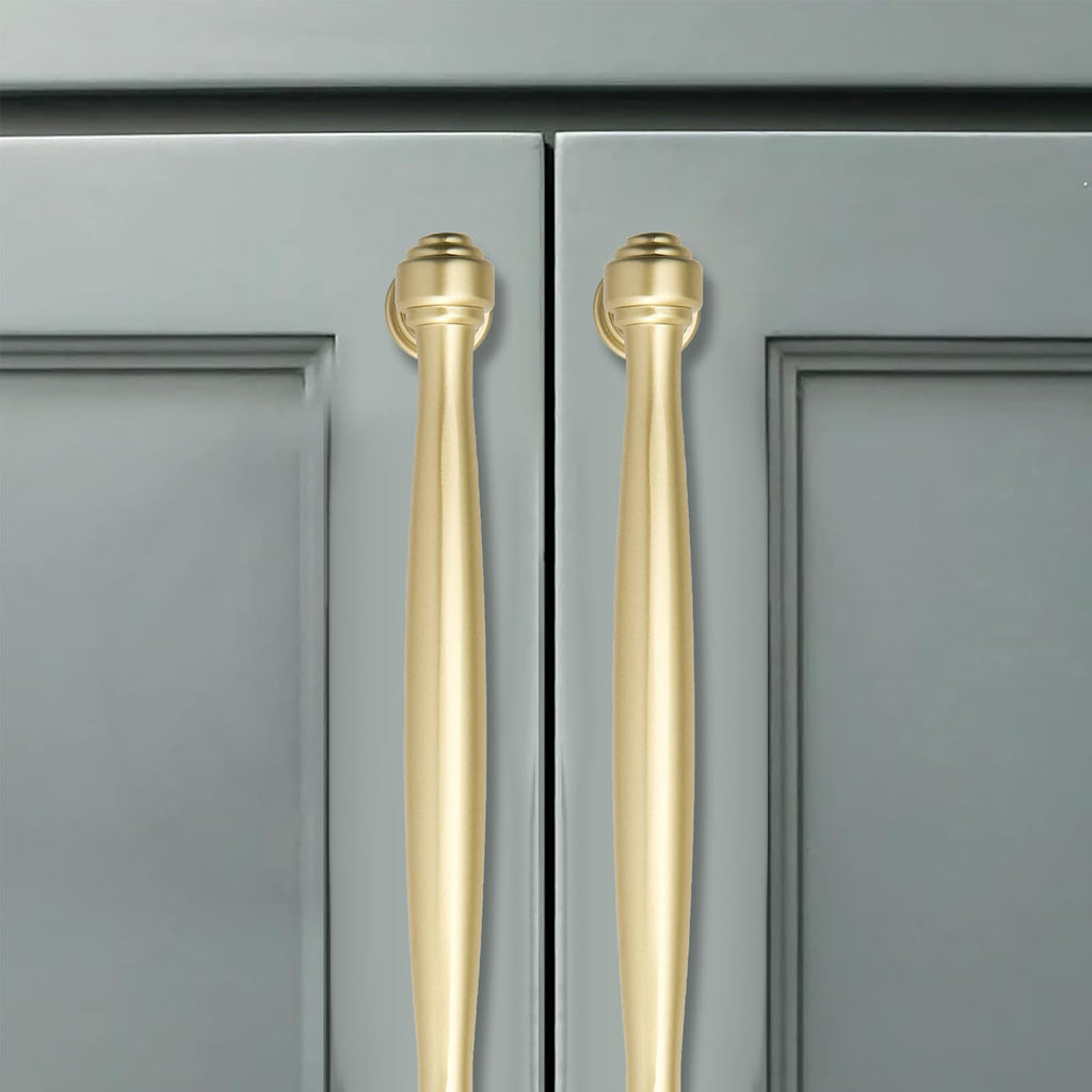 2 Pack 10inch(256mm) Center to Center Brushed Gold Cabinet Pulls Matte Gold Handles for Cabinets Cupboard Solid Heavy