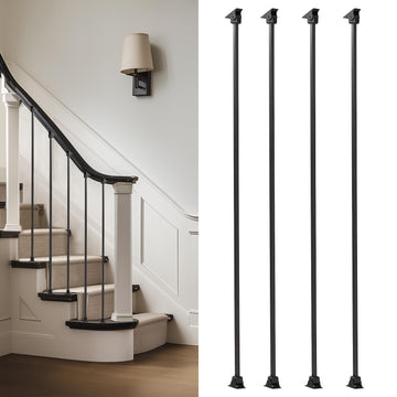 Balusters for Staircase Interior - Stair Railing Indoor Spindles, Iron Balusters Banister, Hollow Square, 1/2inch x