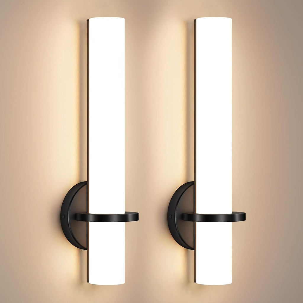 18 Inch Wall Sconces Set of Two, Black Bathroom Sconces 18W 2700K-5000K LED Dimmable Modern Wall Sconces with Acrylic