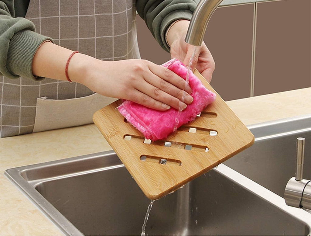 Bamboo Trivet Kitchen Natural Mat Set Heat Resistant Pads Bamboo Hot Pads Trivet Non-Slip Pads Square and Round - Set of 6