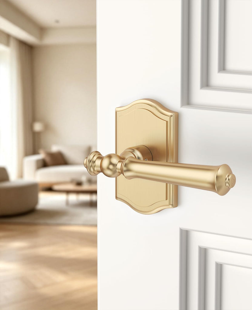 1 Pack Brushed Satin Brass Passage Interior Door Handles