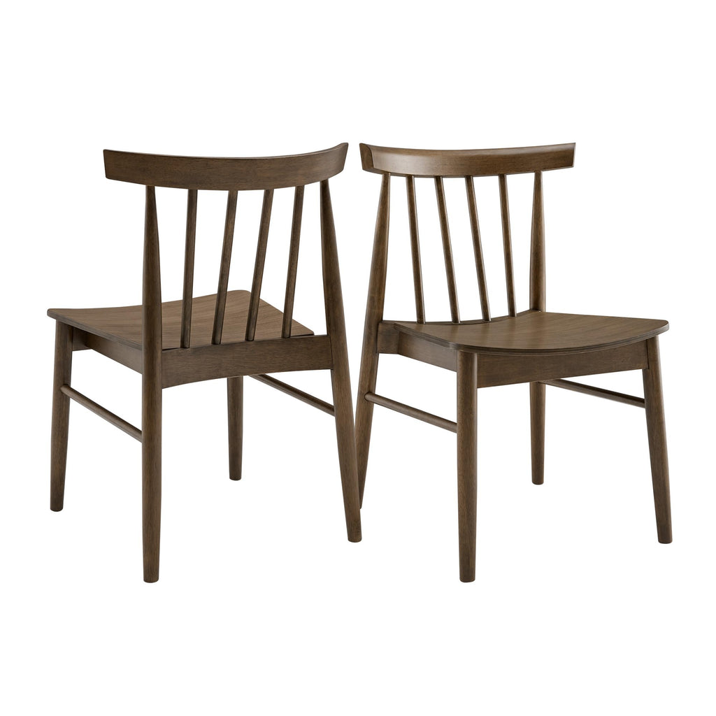 Dining Chairs Set of 2, Solid Wood Frame, Upholstered Seat, Walnut