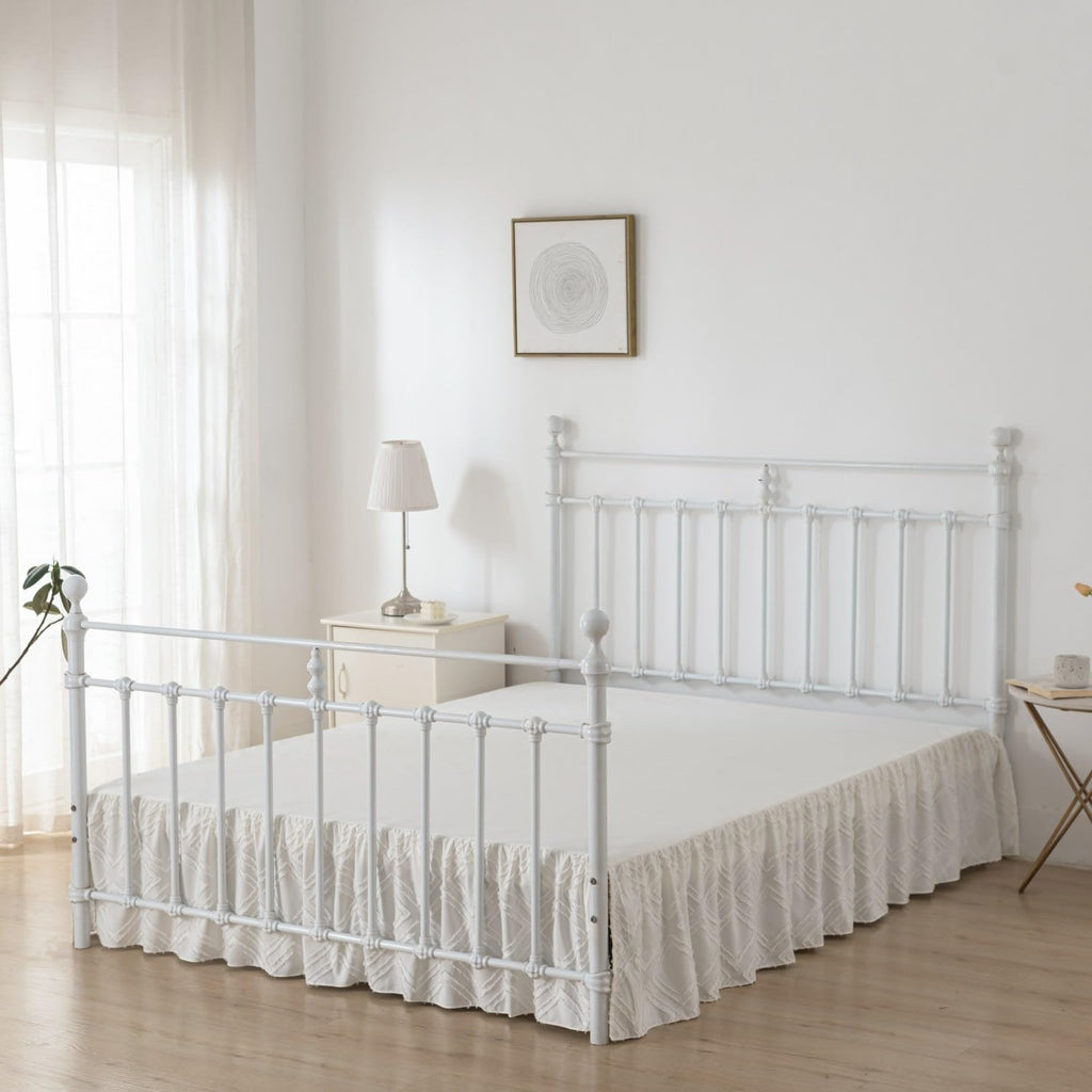 Tufted Bed Skirt Queen Size - Ruffled Bed Skirts with Split Corners