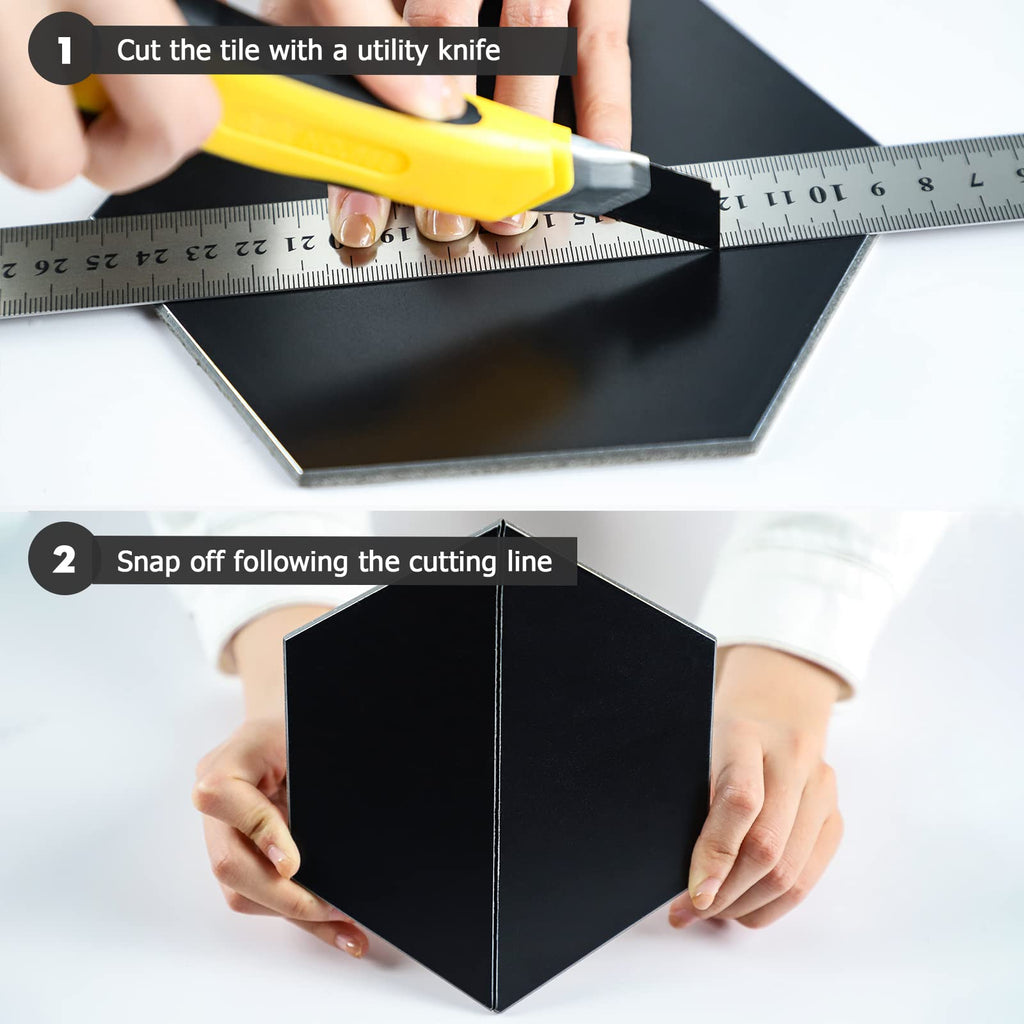 Black Peel and Stick Backsplash Hexagon Tile, Self Adhesive Kitchen Backsplash Aluminum Honeycomb Stick on Wall Tiles