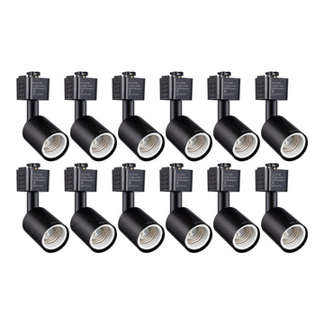 J Type Track Lighting Head to E26 Medium Screw Base Adapter Light Direction Adjustable Pack of 12 (Black)