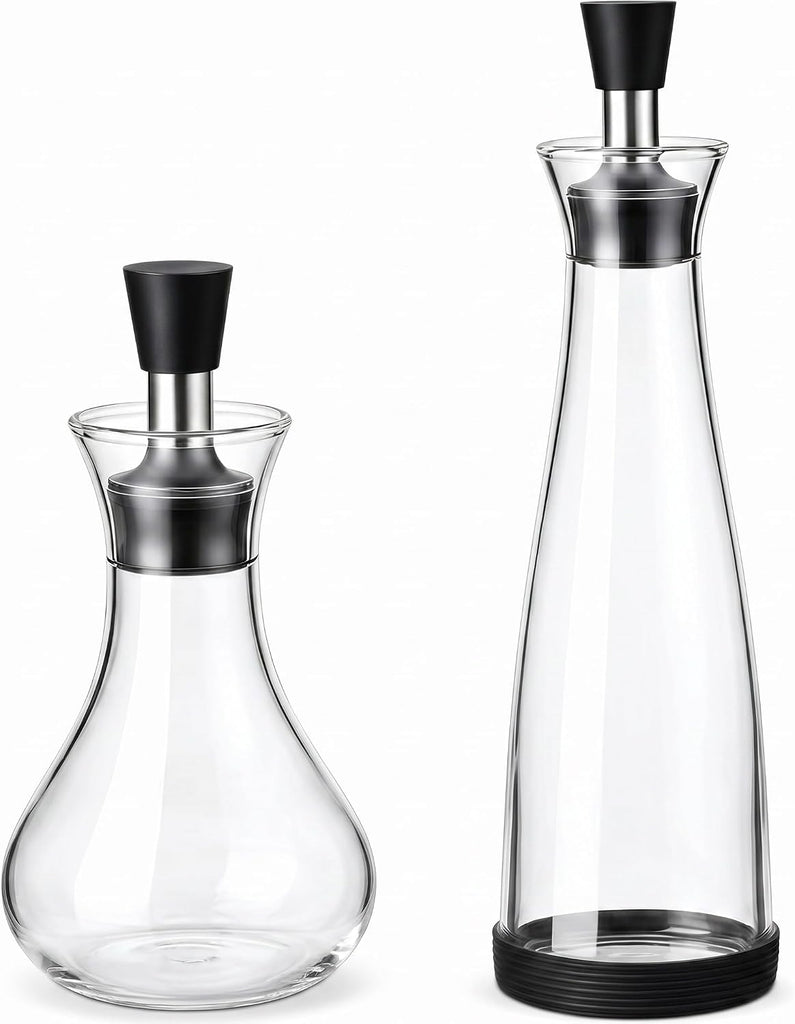 17oz & 8.5oz Oil and Vinegar Dispenser Bottle Set, Glass Olive Oil Cruet with Leakproof Stopper, Clear Kitchen - Set of 2