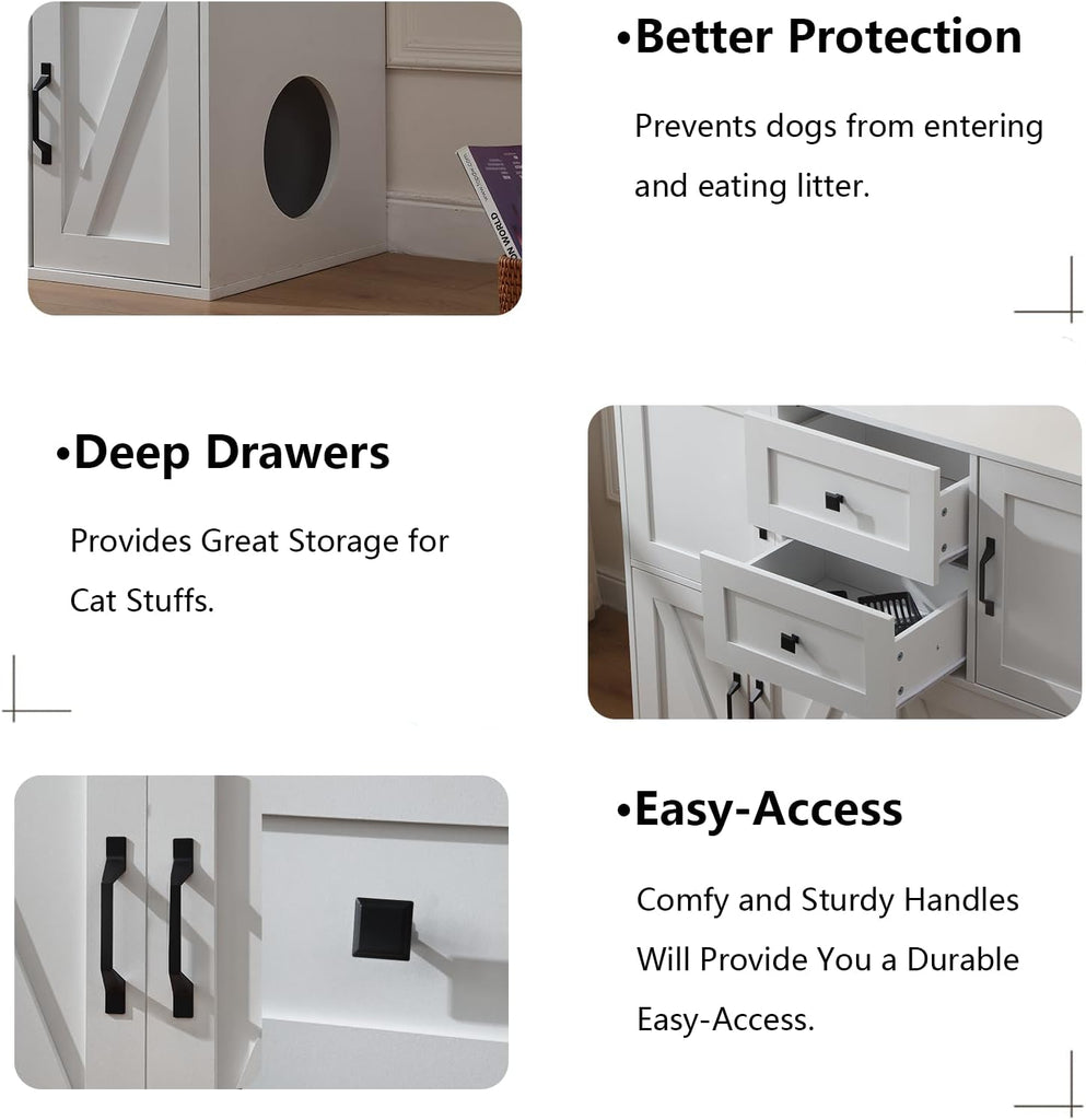 47.6'' Double Cat Litter Box Enclosure with 2 Storage Drawer