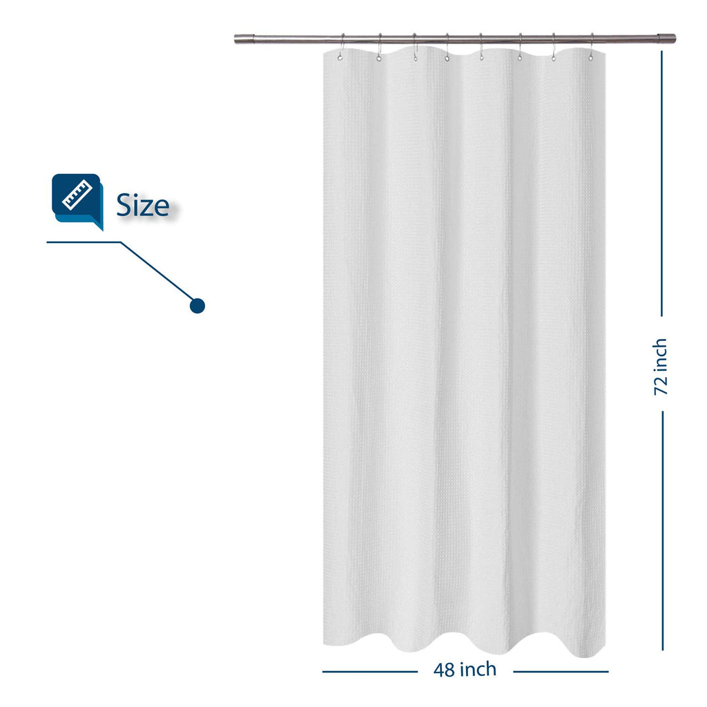 Waffle Weave Stall Shower Curtain Fabric 48 x 72 Inch, White