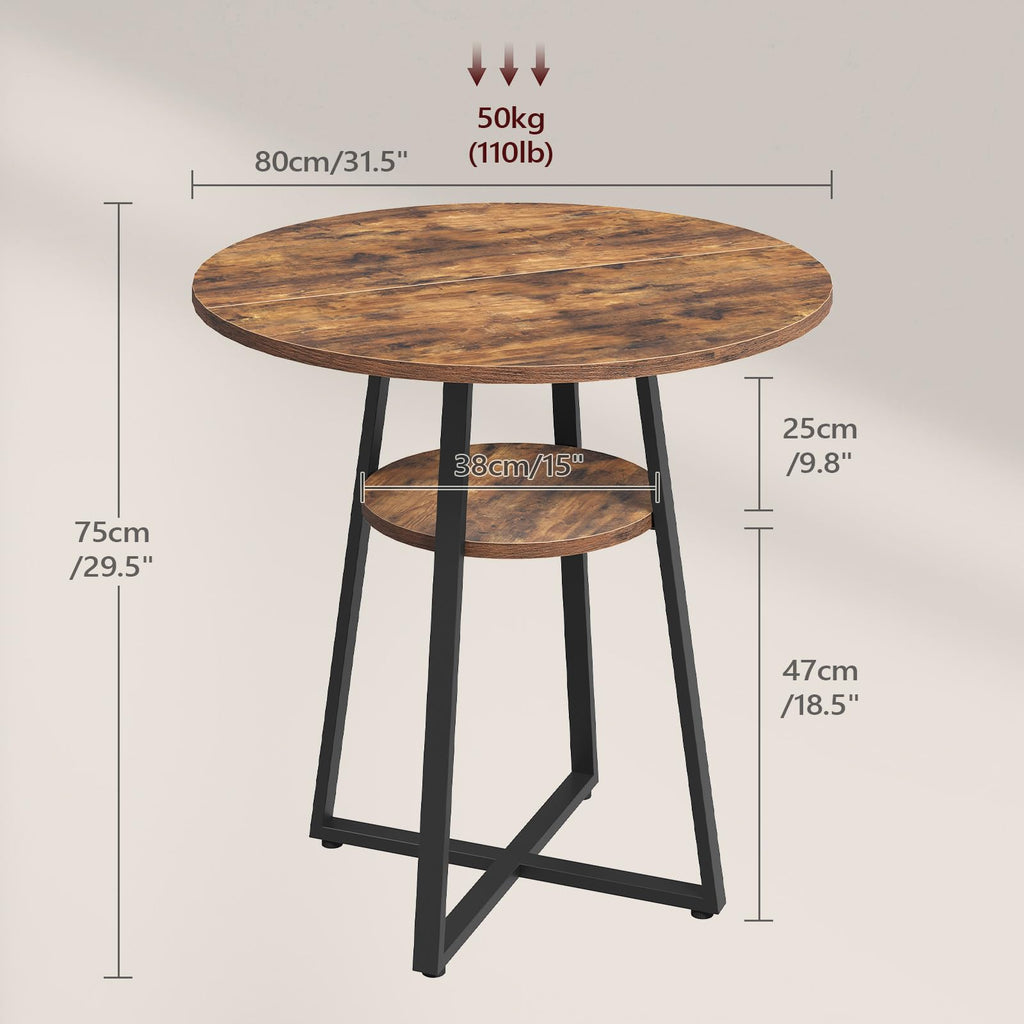 31.5" Round Dining Table for 2-4, Farmhouse Kitchen Table with Storage Shelf, Small Circle Dining Table Space Saving