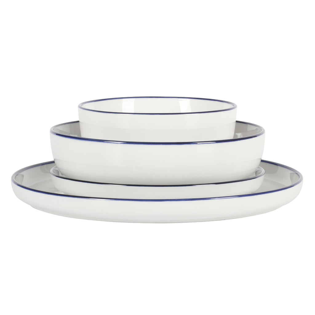 Oslo 16-Piece Porcelain Ceramic Chip & Scratch Resistant Dishes, Microwave & Dishwasher Safe, Plates and Bowls