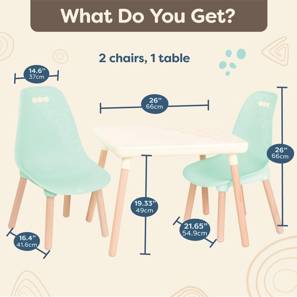 Table and Chair Set, Kid Century Modern, Mint Wood Legs, Furniture