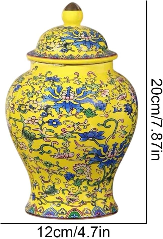 Blue and White Ginger Jar with Lid,Chinoiserie Porcelain Ginger Jars Airtight,Antique Style Porcelain Gingers