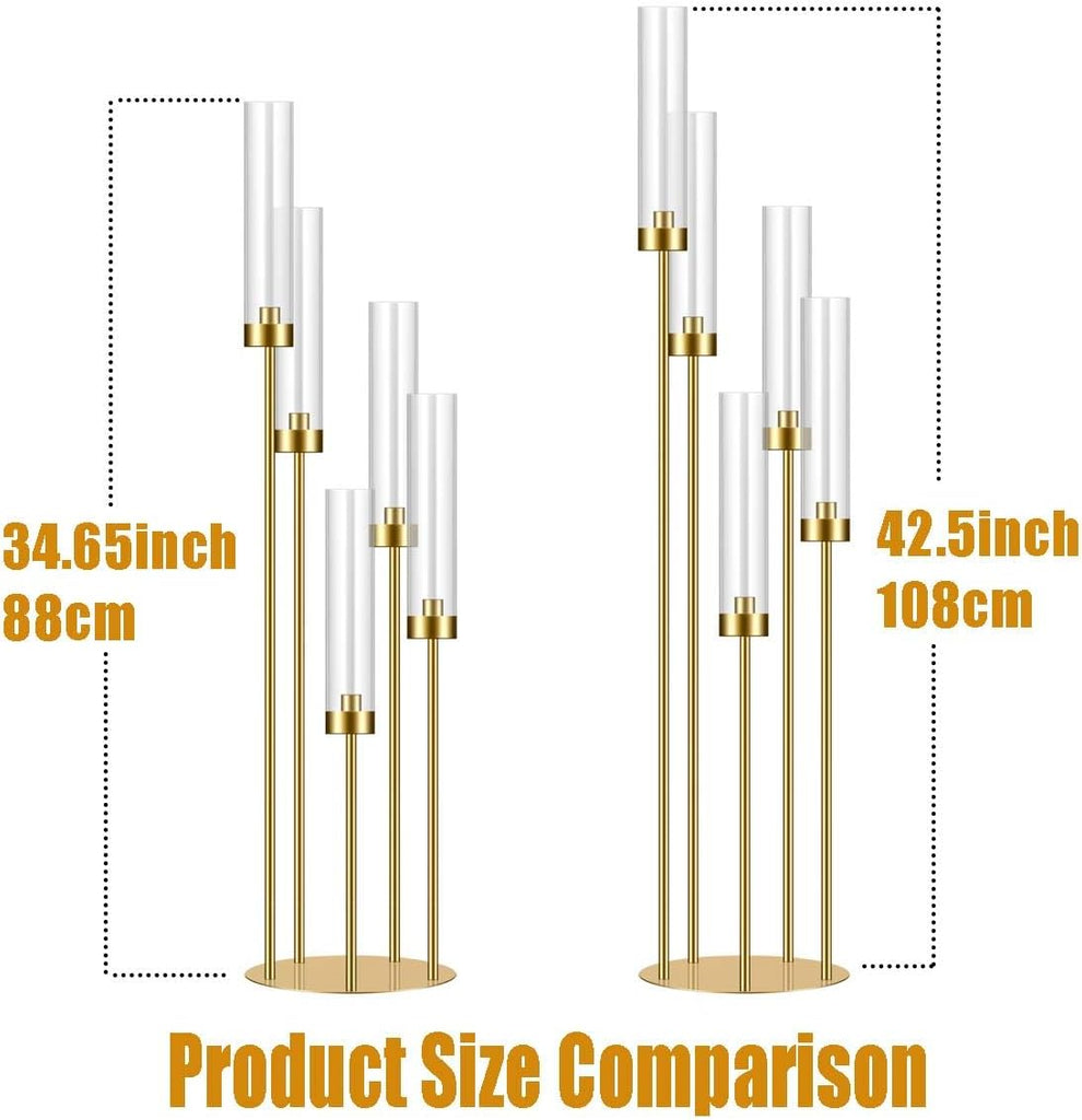 35in 6 Set Gold Candelabra Candle Centerpieces for Tables Candlesticks Holder Wedding Centerpieces Table Decorations